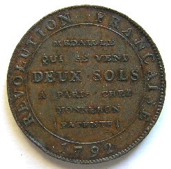 Monneron de 2sols a la liberte de 1792