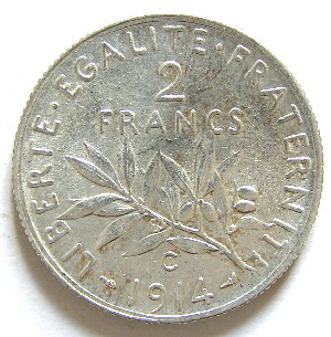 Monnaies de la 3ième République, la semeuse de Roty