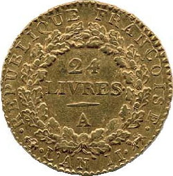 Louis d'or conventionnel de 24 livres