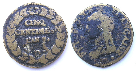CINQ CENTIMES et UN DECIME de Dupré
