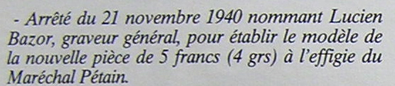 monnaie de 5fr Pétain