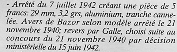 Monnaie de 5fr Bazor