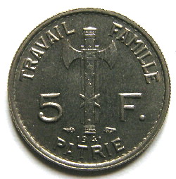 Monnaie de l'Etat Français, 5fr Pétain