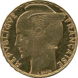 Monnaies de la 3ième République, les 100fr Bazor