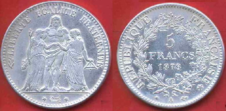 5 francs 1878 A trafiquée