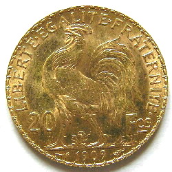 Monnaies de la 3ième République, type au coq