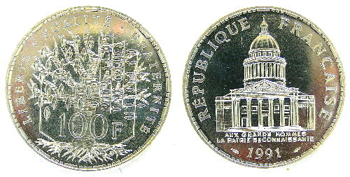 Monnaies de la 5ième République, 100fr Panthéon et commémoratives