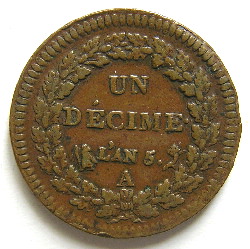 CINQ CENTIMES et UN DECIME de Dupré